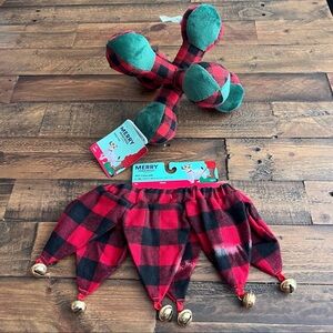 Set of 2 pc of Jester Pet Collar and Plush Jack Toy